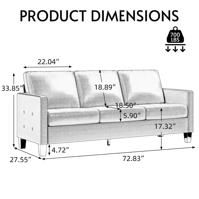 TYBOATLE Canapé 2 places en similicuir, canapé rembourré pour salon, ensemble de canapés modernes du milieu du siècle avec pieds en bois pour salon, chambre, bureau