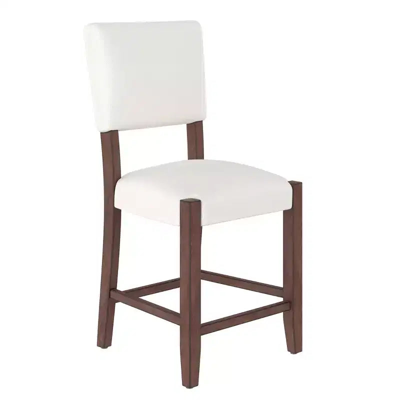 Ensemble table de salle à manger hauteur comptoir 3 ou 5 pièces, plateau en faux marbre et chaises rembourrées avec pieds en bois d'hévéa, marron - ModernLuxe