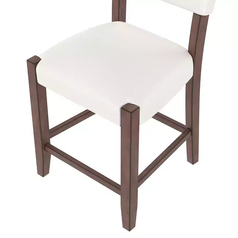 Ensemble table de salle à manger hauteur comptoir 3 ou 5 pièces, plateau en faux marbre et chaises rembourrées avec pieds en bois d'hévéa, marron - ModernLuxe