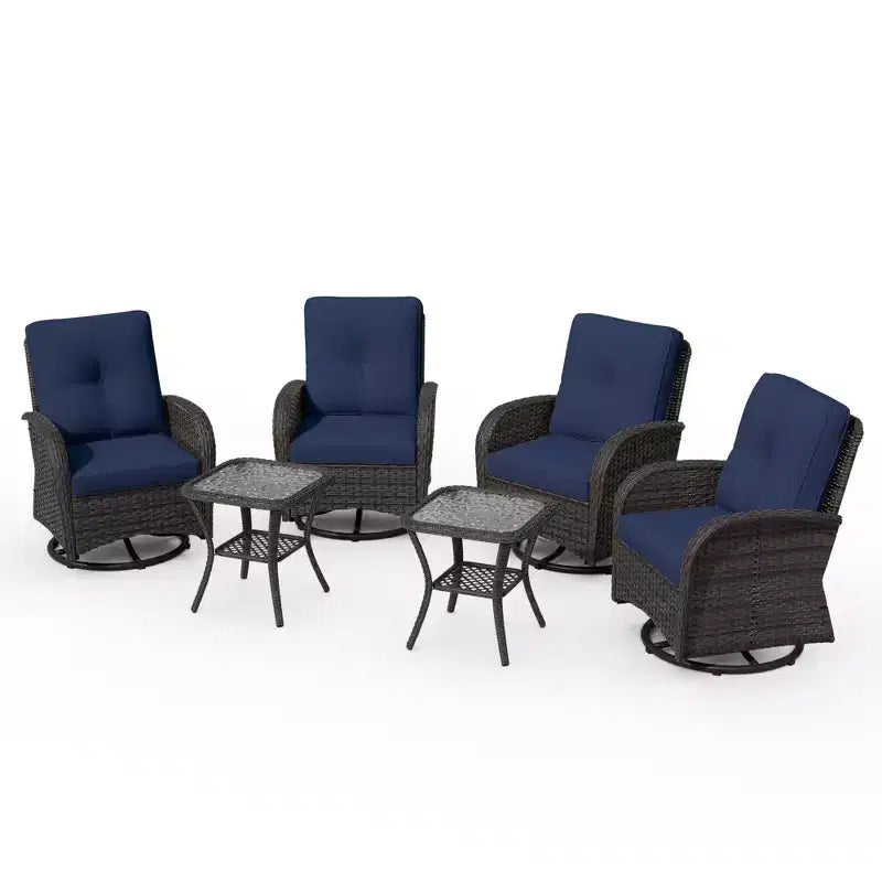 UPTIOT Ensemble de conversation de patio avec 6 fauteuils à bascule pivotants en osier
