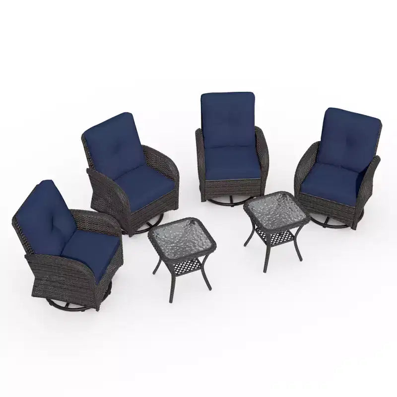 UPTIOT Ensemble de conversation de patio avec 6 fauteuils à bascule pivotants en osier