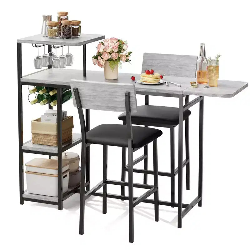 Ensemble table à manger pour 2, Table et chaises de cuisine, Table de bar avec 2 tabourets de bar, Ensemble de table à manger 3 pièces pour petit espace, Appartement