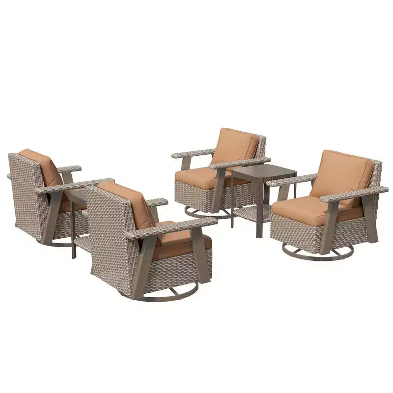 UPTIOT Ensemble de conversation extérieur en osier 6 pièces