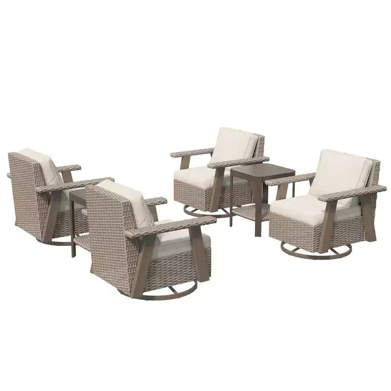 UPTIOT Ensemble de conversation extérieur en osier 6 pièces