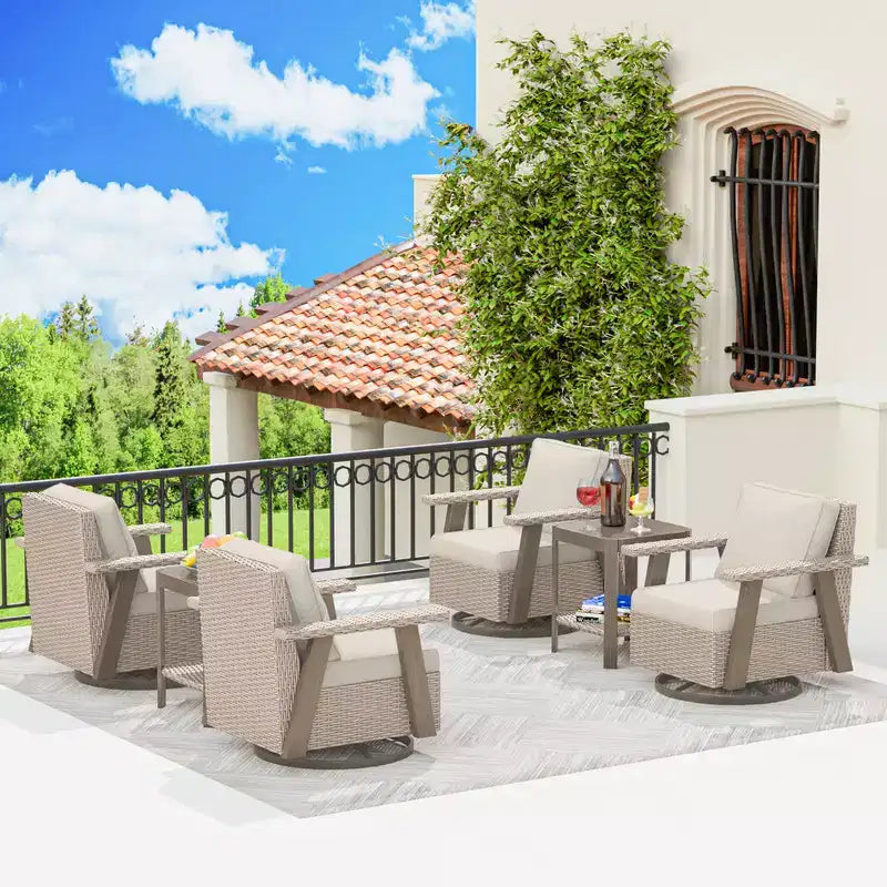 UPTIOT 6-Piece Wicker Outdoor Patio Conversation Set
