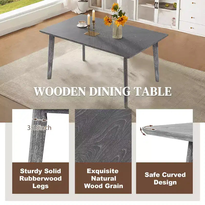 Ensemble de salle à manger 5 pièces, table de cuisine de ferme rustique et 4 chaises rembourrées - ModernLuxe