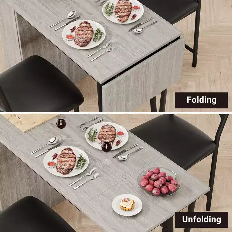 Ensemble table de bar et 2 chaises, table de bar haute de cuisine, ensemble de salle à manger en bois hauteur bar, étagères de rangement à 3 niveaux, 2 tabourets, pour petits espaces