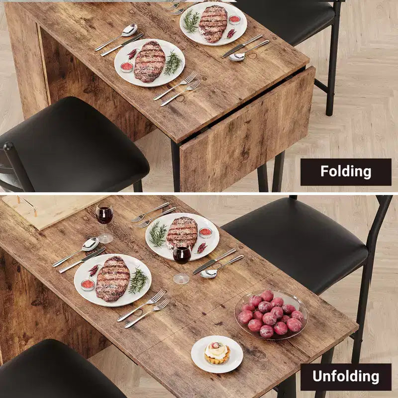 Ensemble table de bar et 2 chaises, table de bar haute de cuisine, ensemble de salle à manger en bois hauteur bar, étagères de rangement à 3 niveaux, 2 tabourets, pour petits espaces