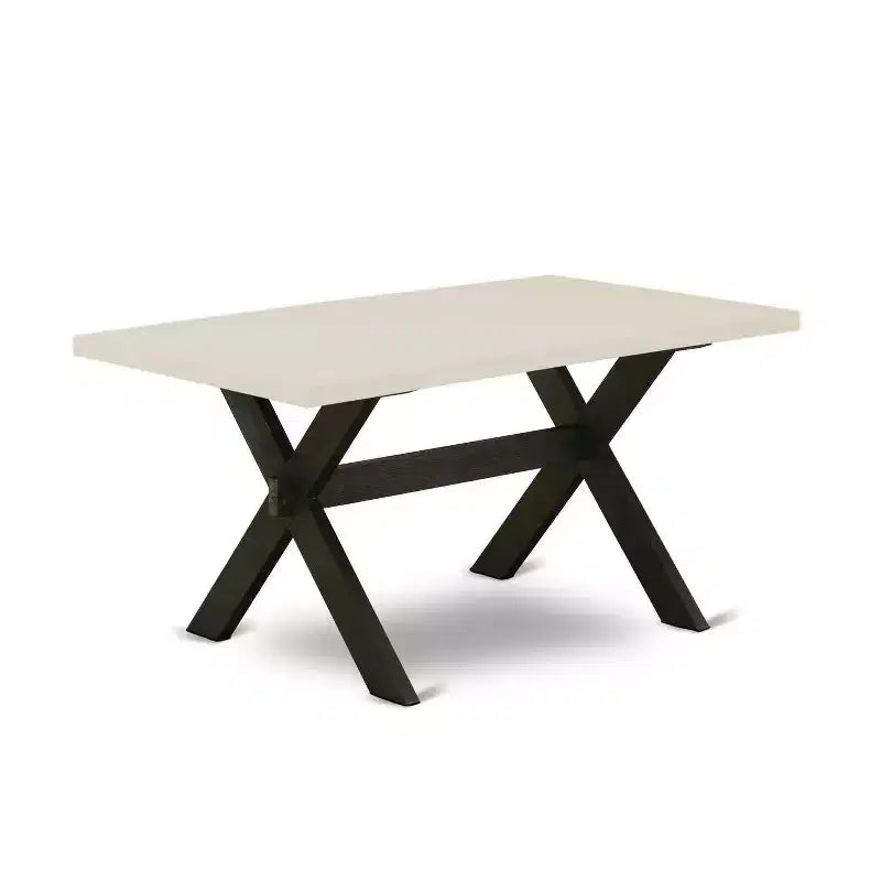 HomeStock Table à manger 6 pièces rectangulaire en bois massif finition chêne naturel avec 1 banc et 4 chaises rembourrées