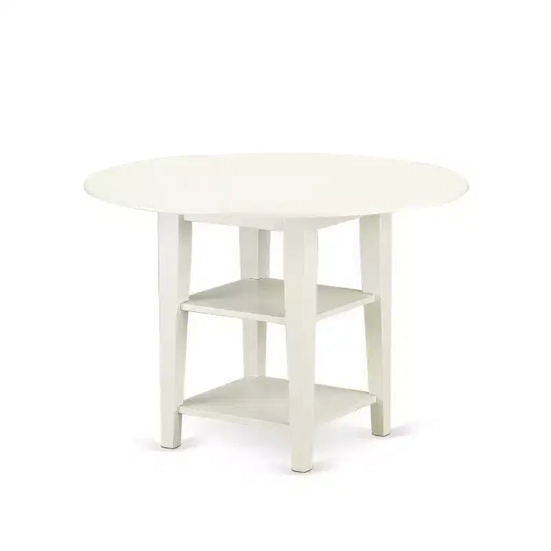 Ensemble de salle à manger rond 3 pièces Table de 20/42 pouces avec 2 chaises en lin - Tissu beige