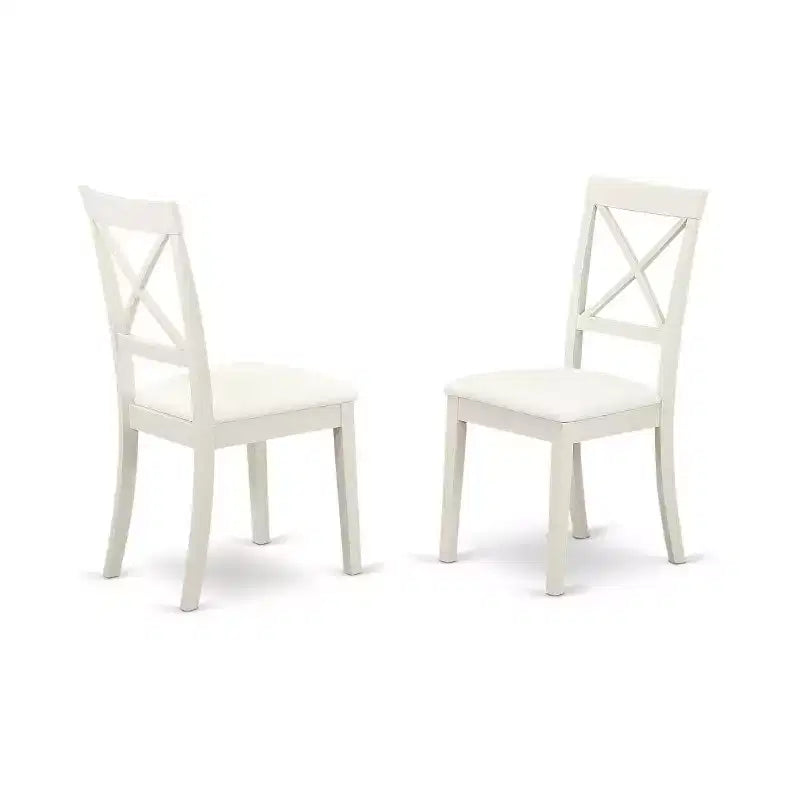 Ensemble de salle à manger antique 5 pièces Table et chaises Sièges en similicuir blanc lin Meubles de cuisine à domicile
