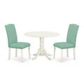 Round Kitchen Table Set 3pc 42 Inch Table w/ Drop Leaves & 2 Parsons Chairs - Modern Dining Set