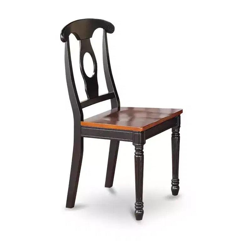 Ensemble de salle à manger rétro - Table et chaises en bois d'hévéa - Finition cerisier - Ensemble de salle élégant pour 6 à 8 personnes