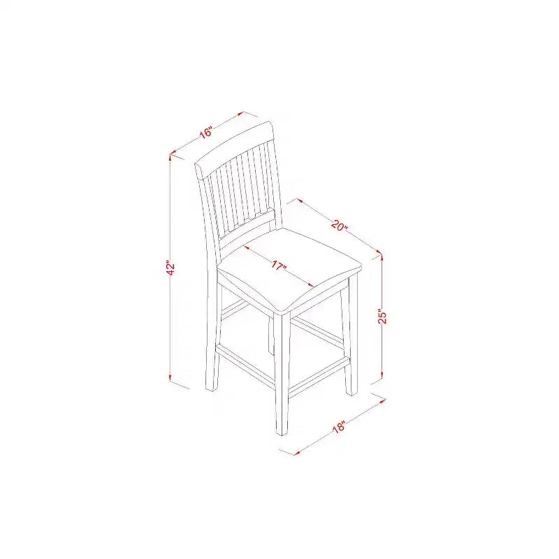 Ensemble de salle à manger hauteur comptoir 5 pièces table et tabourets – Fini cerisier laiteux – Style ferme moderne
