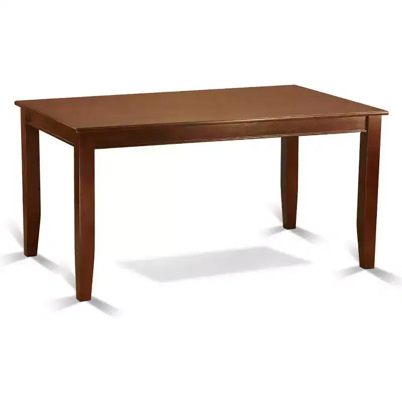 Table de salle à manger HomeStock 7 pièces rectangulaire en bois massif finition acajou avec 6 chaises à dossier à lattes