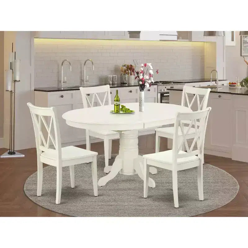 Ensemble table à manger ovale 5 pièces - Table et 4 chaises de style Renaissance - Mobilier de salle à manger élégant