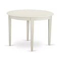 HomeStock 5-Piece Linen White Solid Wood Top - Round Dining Room Set - Seats-4