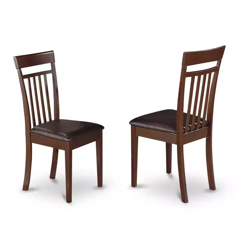 Ensemble de salle à manger 3 pièces Table avec rallonge papillon et 2 chaises en similicuir - Acajou 32x54 pouces