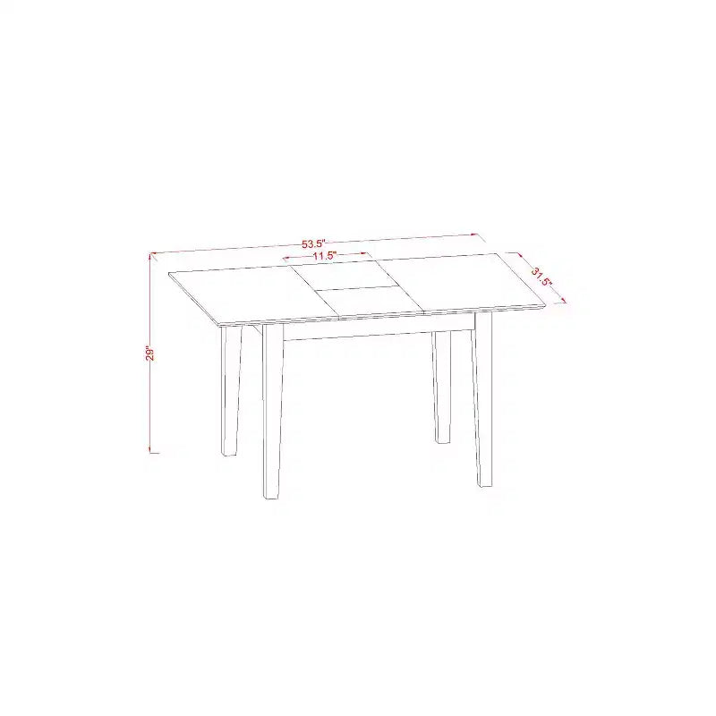 Ensemble de salle à manger 3 pièces Table avec rallonge papillon et 2 chaises en similicuir - Acajou 32x54 pouces