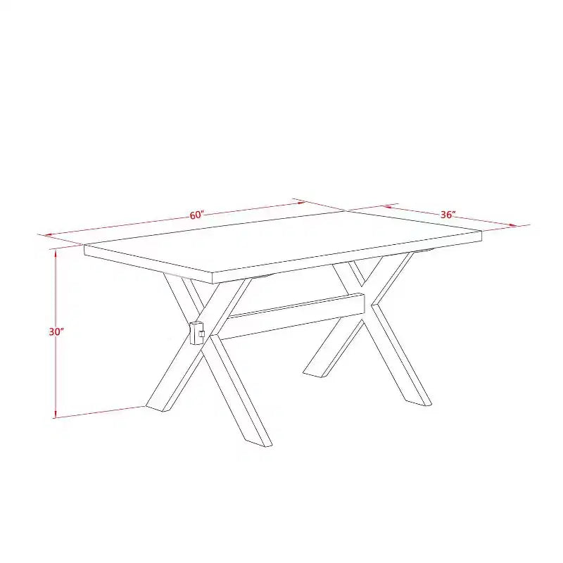 Table de salle à manger 5 pièces en bois massif finition jacobine patinée avec 4 chaises