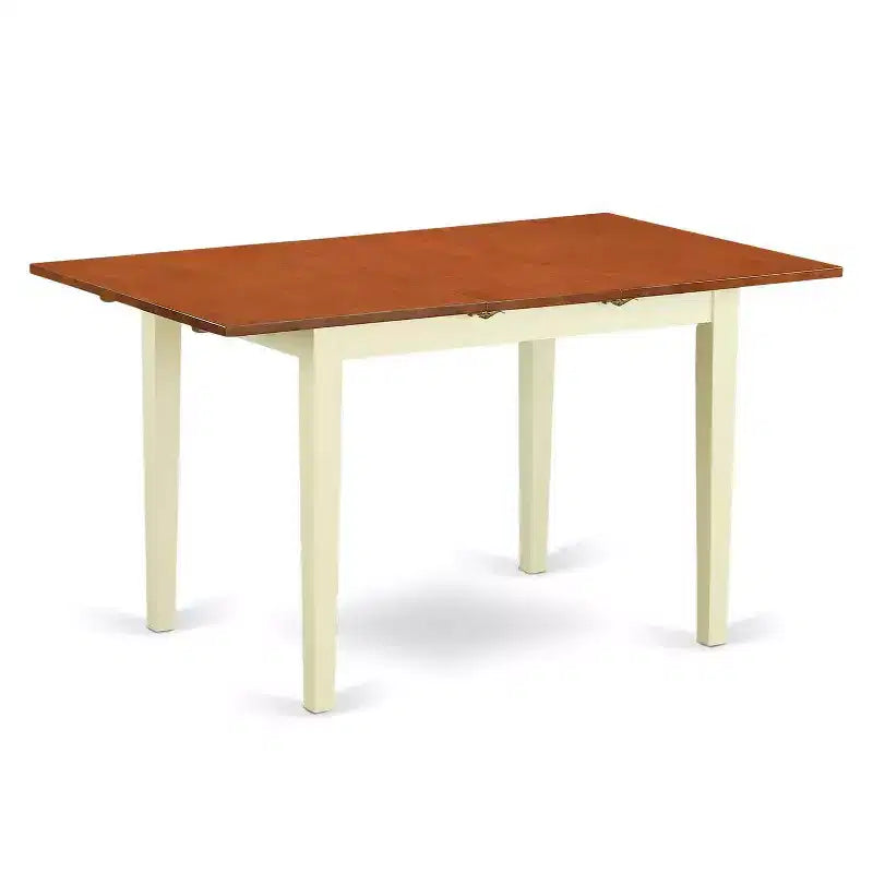 HomeStock Ensemble de salle à manger rectangulaire 5 pièces en bois massif avec dessus en noyer et battant papillon - Pour 4 personnes