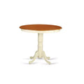 Coastal 5 Piece Kitchen Dining Set - Round Table & 4 Chairs - Buttermilk & Cherry Finish