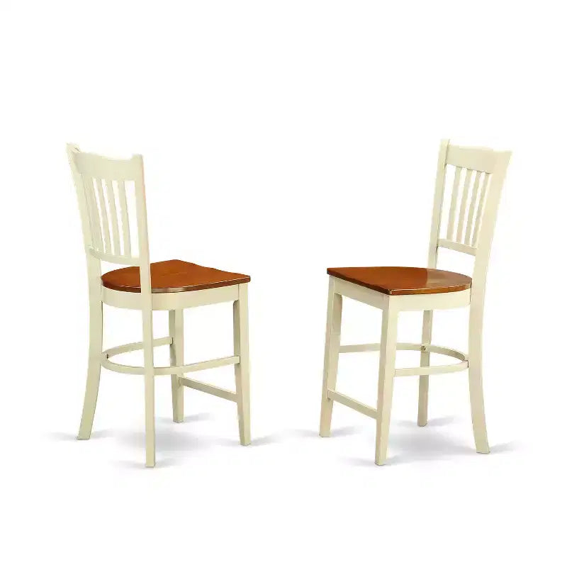 Ensemble de salle à manger 5 pièces Coastal - Table ronde et 4 chaises - Fini crème au beurre et cerisier