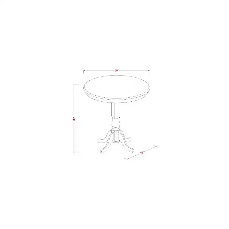 Ensemble de salle à manger 5 pièces Coastal - Table ronde et 4 chaises - Fini crème au beurre et cerisier