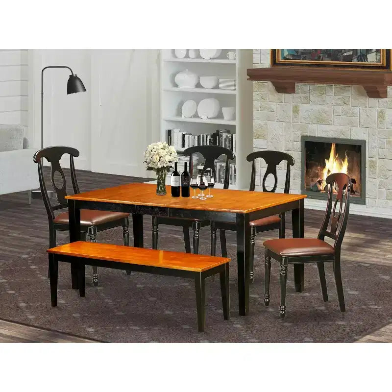 Ensemble table et chaises de salle à manger pour 8 personnes - Bois massif - Finition cerisier - Décoration intérieure