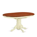 HomeStock 5-Piece Oval Buttermilk & Cherry Finish Solid Wood Top Dining table with 4 Chairs with Slat Back
