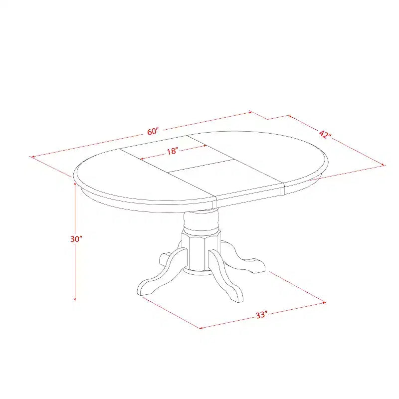 Table de salle à manger HomeStock 5 pièces ovale en bois massif finition crème et cerisier avec 4 chaises à dossier à lattes