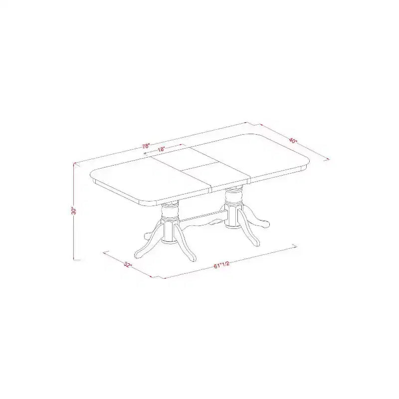 Salle à manger Renaissance 7 pièces table rectangulaire et 6 chaises - Table de 152x198 cm avec rallonge