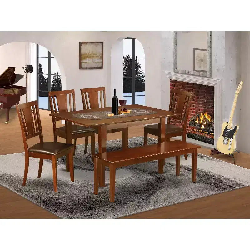 Ensemble de salle à manger 6 pièces - Table à manger rectangulaire avec chaises - Ensemble de table de cuisine moderne pour 4 personnes - Mobilier de maison élégant