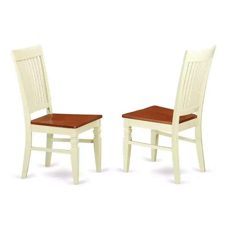 Ensemble de salle à manger 3 pièces – Table de salle à manger avec 2 chaises – Finition crémeuse et cerisier – Design éclectique