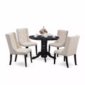 HomeStock 5-Piece Black Finish Solid Wood Top Dining Table with 4 Upholstered Chairs
