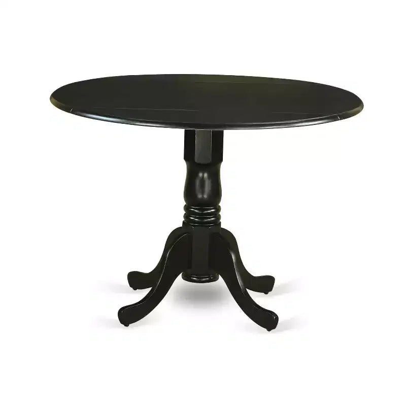Ensemble table de cuisine ronde 5 pièces Table de 42 po avec rallonges et 4 chaises Parsons – Similicuir noir