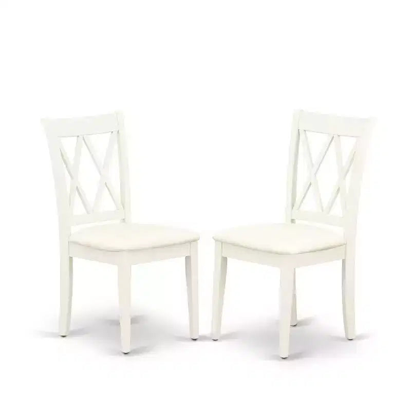 HomeStock Table de salle à manger rectangulaire 7 pièces en bois massif finition cerisier et crème avec 6 chaises à dossier croisé et rallonge papillon