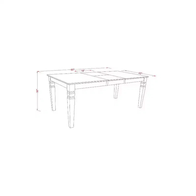 HomeStock Table de salle à manger rectangulaire 7 pièces en bois massif finition cerisier et crème avec 6 chaises à dossier croisé et rallonge papillon