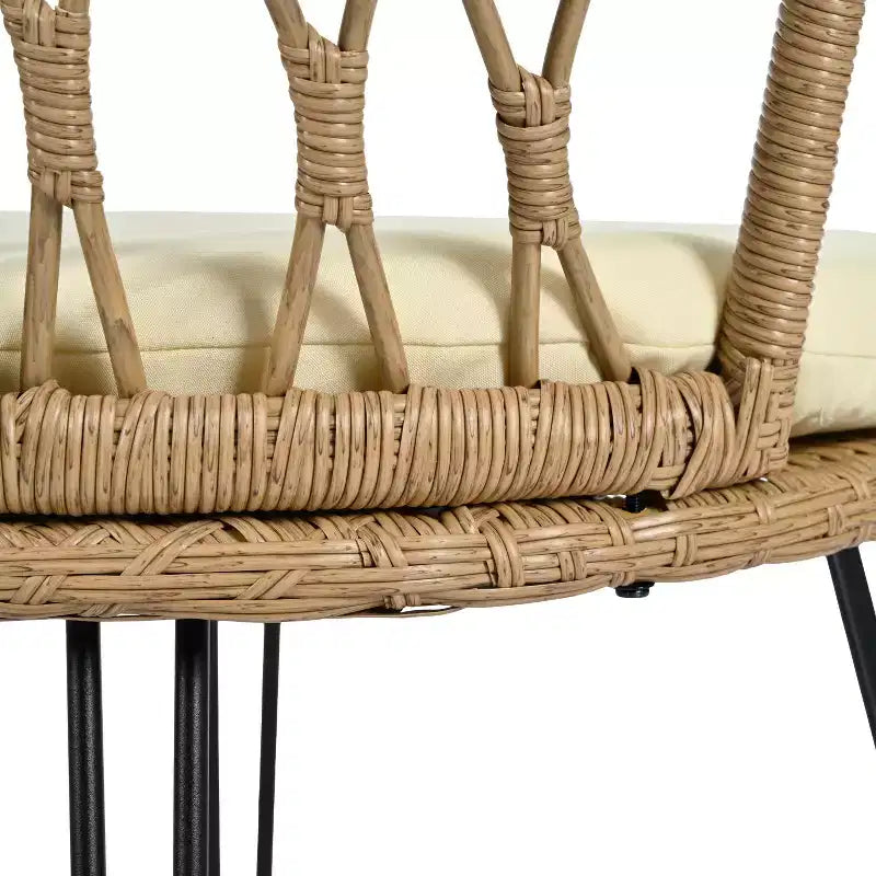 GDFStudio Tony Ensemble de loisirs 3 pièces en rotin pour extérieur avec chaises et table ronde en verre