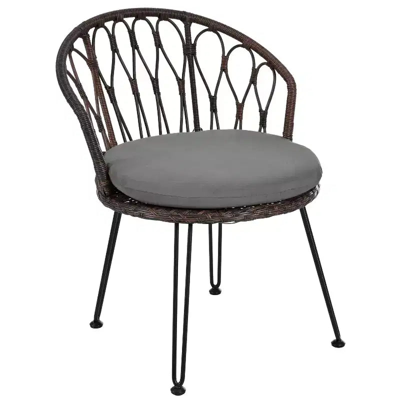 GDFStudio Tony Ensemble de loisirs 3 pièces en rotin pour extérieur avec chaises et table ronde en verre