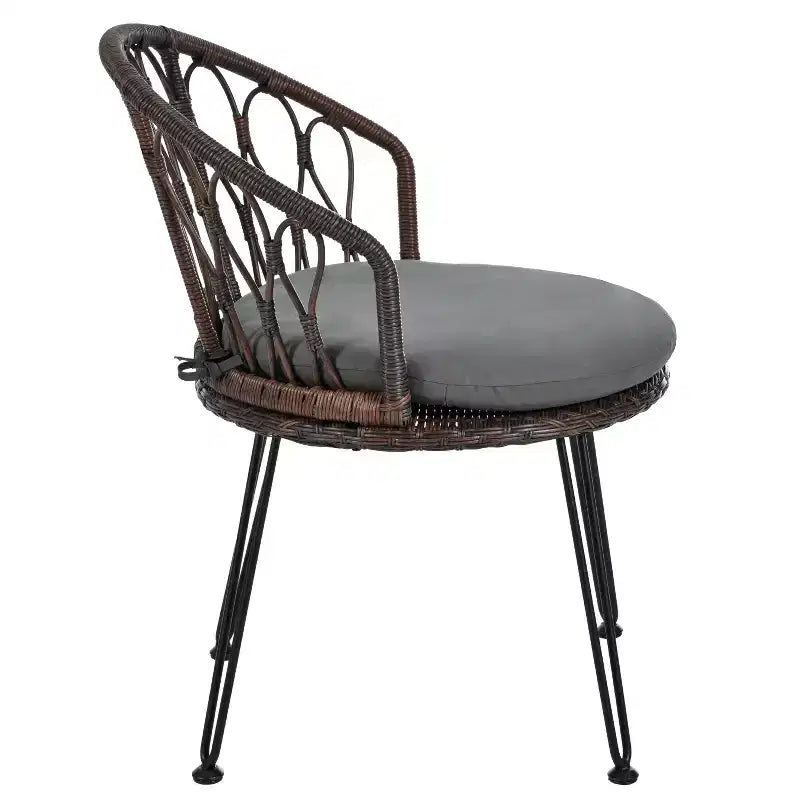 GDFStudio Tony Ensemble de loisirs 3 pièces en rotin pour extérieur avec chaises et table ronde en verre