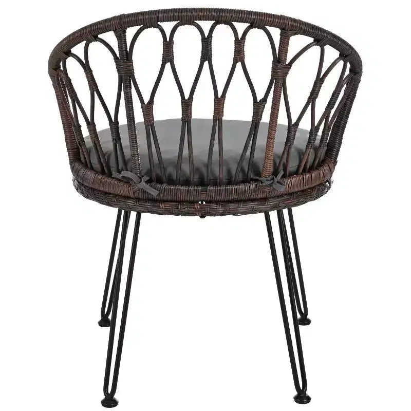 GDFStudio Tony Ensemble de loisirs 3 pièces en rotin pour extérieur avec chaises et table ronde en verre