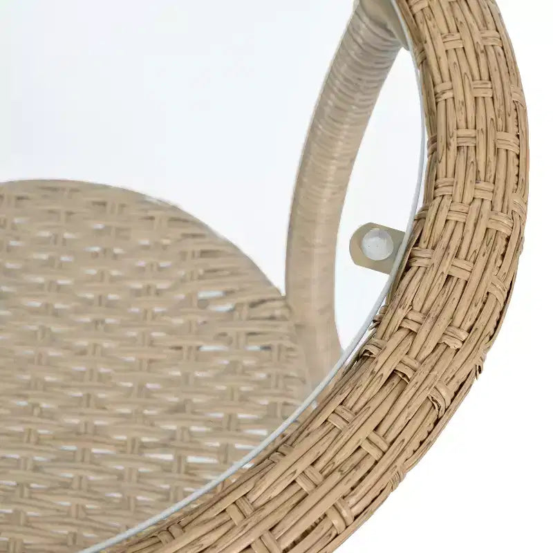GDFStudio Tony Ensemble de loisirs 3 pièces en rotin pour extérieur avec chaises et table ronde en verre