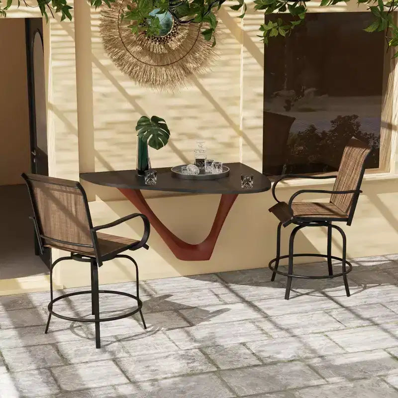 Lot de 2 tabourets de bar d'extérieur, chaises de bar pivotantes à 360 degrés, 26,75 x 29,5 x 48,5