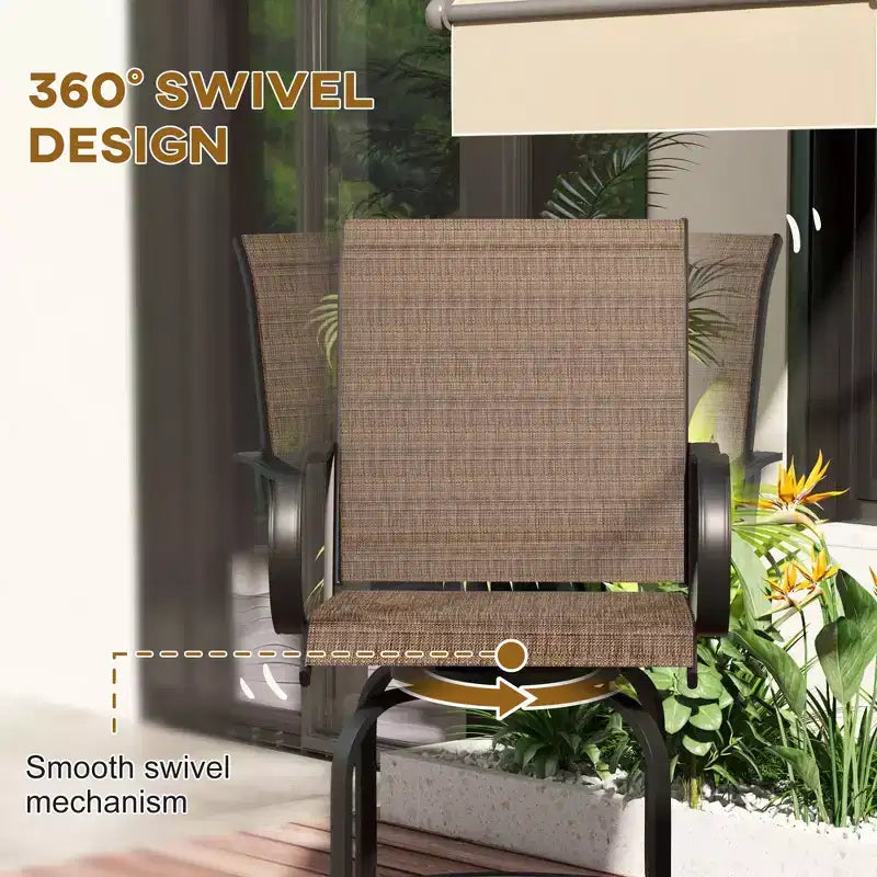 Lot de 2 tabourets de bar d'extérieur, chaises de bar pivotantes à 360 degrés, 26,75 x 29,5 x 48,5