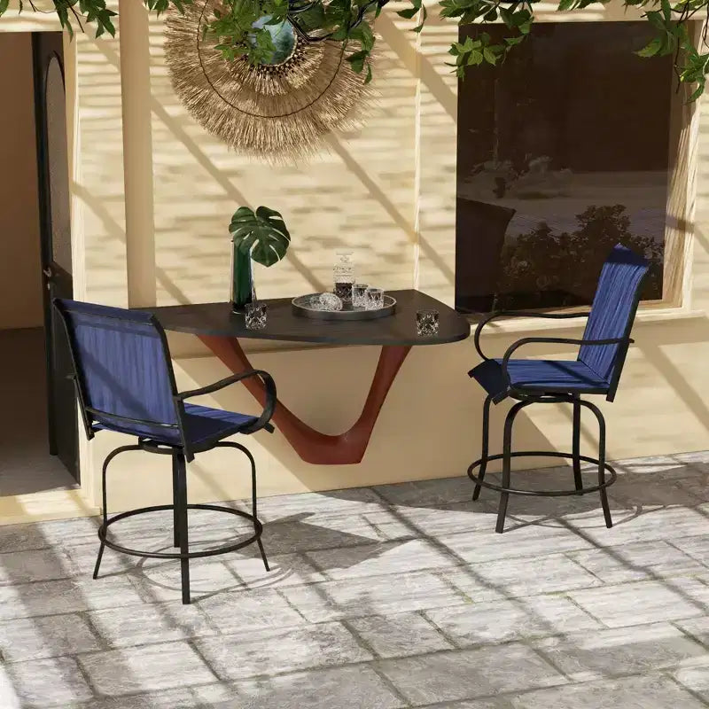Lot de 2 tabourets de bar d'extérieur, chaises de bar pivotantes à 360 degrés, 26,75 x 29,5 x 48,5