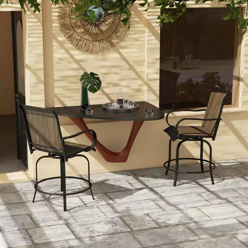 Lot de 2 tabourets de bar d'extérieur, chaises de bar pivotantes à 360 degrés, 26,75 x 29,5 x 48,5