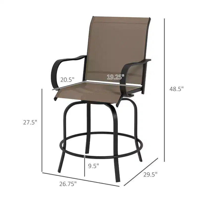 Lot de 2 tabourets de bar d'extérieur, chaises de bar pivotantes à 360 degrés, 26,75 x 29,5 x 48,5