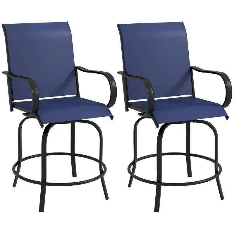 Outdoor Bar Stools Set of 2, 360 Degree Swivel Bar Height Chairs, 26.75 x 29.5 x 48.5