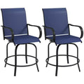 Outdoor Bar Stools Set of 2, 360 Degree Swivel Bar Height Chairs, 26.75 x 29.5 x 48.5
